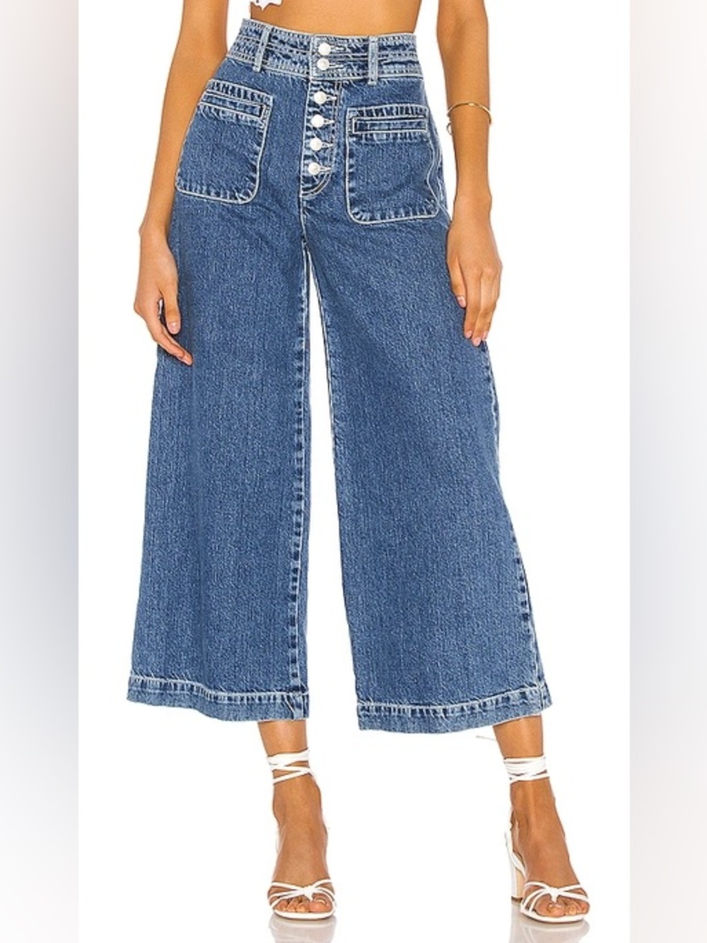 👖 Free People We The Free Colette Wide Leg Cropped Jeans - Size 24 Boho Revival